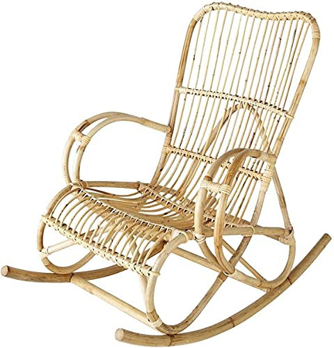 dtkmkj Natural Real Rattan Schaukelstuhl Recliner Handgewebter Balkon Garten Strand Lounge Chair 100X75x97cm