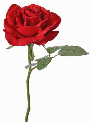 artplants.de Kunstrose NIKOLETA, rot, 30cm, Ø12cm - Textil Rose