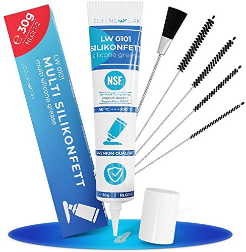 LOBENSWERK 30g Silikonfett für Kaffeevollautomaten [inkl. Milchschlauchbürsten] Schmierfett für Armaturen, Dichtungen, O-Ringe - Armaturenfett - universell anwendbar