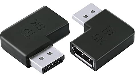 GINTOOYUN Displayport Female to Displayport Male Adapter 8K Right Angle 90 Degree DP Female to DP Male Audio and Video Adapter for Desktop Hosts,Laptops, Monitors,High-Definition TV etc(Style 2)
