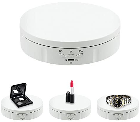 Mcbazel 5.7 pollici Piatto Girevole Elettrico Giradischi Elettrico Automatico Professionale per Fotografia - 360 gradi Girevole 10KG con Piattaforma Rotante per Video, Gioielli, Orologi - Bianco