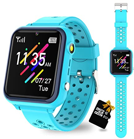 Retysaz Kids Smart Watch 16 Game Smart Watch for kids Phone Fashion Smartwatches for Children 3-14 Great Gifts To Girls Boys Electronic Learning Toys (Blue)
