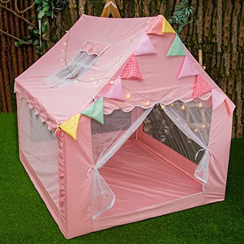 Kinder Spielzelt für Mädchen und Jungen, Schloss-Spielhaus, Großes Prinzessinnenzelt für drinnen und draußen, Kinderspielzeug, Geschenke für 3 4 5 6 7 8 9-jährige (Pink)