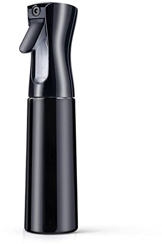 URAQT Botella Pulverizador Agua Peluqueria, 300ml Fina Niebla Pulverizador Continuo, Botella de Spray para Cabello Recargable, Frascos de Spray Vacio para Peinado, Planta, Mascota, Limpieza (Negro)