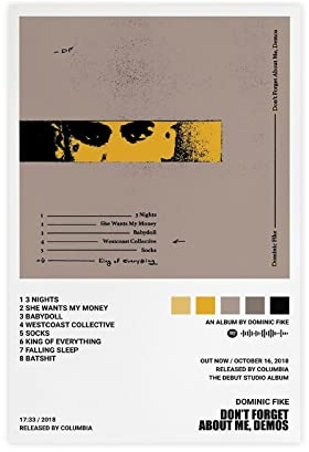 ORROBI Dominic Fike Poster Don't Forget About Me Demos Album Cover Poster Leinwand Poster Wandkunst Dekor Druck Bild Gemälde für Wohnzimmer Schlafzimmer Dekoration ungerahmt 20 x 30 cm
