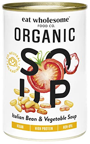 Eat Wholesome Organic Tuscan Bean & Vegetable Soup, 400g (Pack of 12) - 100% Natural Ingredients, No Added Sugar, Ready in 5 Minutes, Vegan
