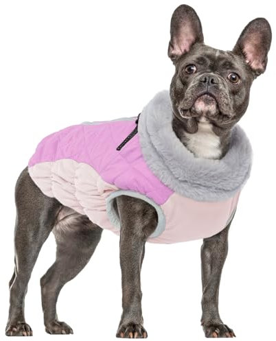 Fleece Dog Coat, Warm Winter Clothes Reflective Coat Puppy Outdoor Walking Warm Winter Vest Small Dog Jumper Zip Up Jack Russell Coats Adjustable Furry Jacket(Pink, XS)