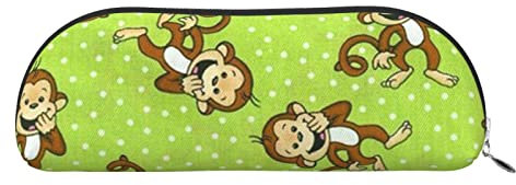 ELBULL Federmäppchen, Affen-Motiv, Ledertasche, Stiftehalter, Schreibwaren-Box mit Reißverschluss, Aufbewahrungstasche für Studenten und Büro, silber, Einheitsgröße, Kinderrucksack