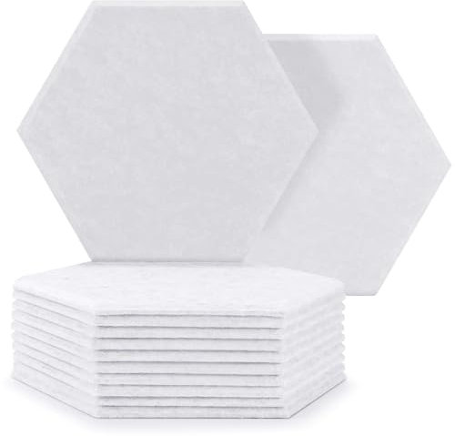 SOSINYA Insonorizacion Acustica Pared Autoadhesivo,12 Piezas Placas paneles acusticos Hexagonal para Decoración de Paredes y Tratamiento Acústico.Panel acustico decorativo(30x26x1cm)