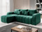 Velvet Ecksofa in L-Form 245 x 86 x 147 cm mit Schlaffunktion und Bettzeugbehälter - Schlafsofa mit Bettkasten - Eckcouch mit Stauraum - Links Couch Velours - Farbe: Flaschengrün MO37
