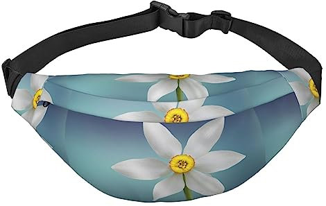 Weiße Narzisse Gürteltasche, verstellbare Gürteltasche, lässige Hüfttasche, Crossbody-Tasche für Sport, Reisen, Party, Schwarz, Einheitsgröße, Schwarz , Einheitsgröße