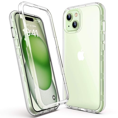 ULAK Shockproof for iPhone 15 Case, Glitter Heavy Duty Dual Layer Bumper Cover Transparent Protective Phone Case Compatible with iPhone 15 6.1 inch (NO SCREEN PROTECTOR) - Clear