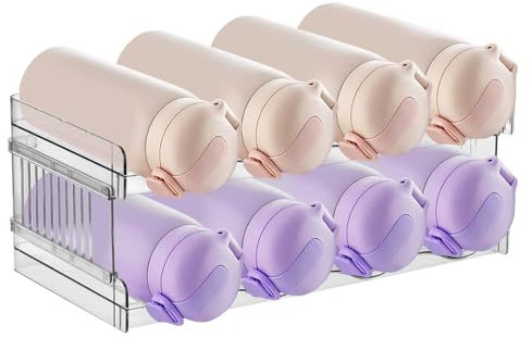 Organizador de Botellas Apilable Botellero de Plástico Apilable Frigorifico Botellero Nevera Soporte Botellas de Agua y Vino Cocina para 8 Botellas