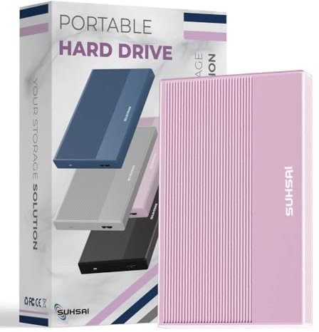 SUHSAI Disque Dur Externe 200Go HDD de Sauvegarde de données – Extension de mémoire 2,5 Disque Dur Portable USB 3.0 Compatible avec Mac, Ordinateur de Bureau, PC, PS4, PS5, Console de Jeu (Rose)