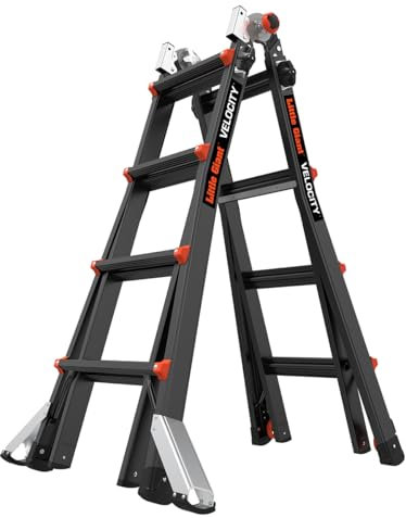 Little Giant Velocity 2.0 PRO 4x4 Aluminium Leiter Schwarz 150 kg Tragkraft 14 kg 1.40 m Höhe 61 cm Breite AirDeck-Zubehör im Lieferumfang enthalten