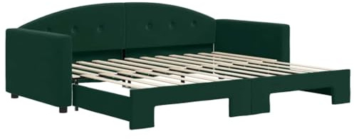 vidaXL Tagesbett, Sofabett Ausziehbar, Gästebett Schlafsofa für Schlafzimmer Wohnzimmer, Ausziehbett Sofa Bettsofa, Modernes Design, Dunkelgrün 90x200cm Samt