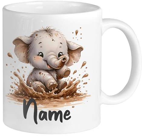 GRAZDesign Tasse personnalisée en céramique - Motif éléphant - Pour enfants, garçons et filles - Cadeau de Noël - 330 ml