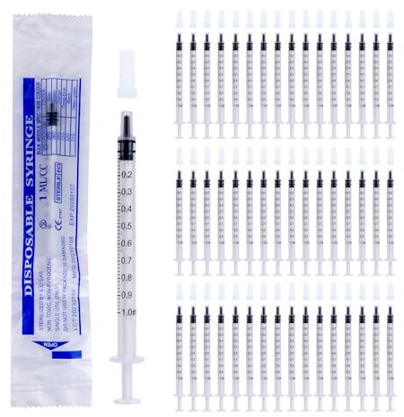 50 x 1ml Spritzen, Plastik Spritzenset ohne Nadeln