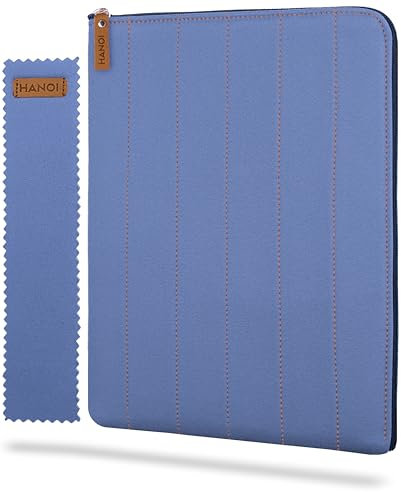 HANOI Collection® Lisboa™ Book Sleeve with Zipper, Book Protector, Book Pouch for paperbacks. Padded Book Cover for Hard Covers. Large Bookcase with Zipper, Hardcovers Protector (Medium Blue, Large)