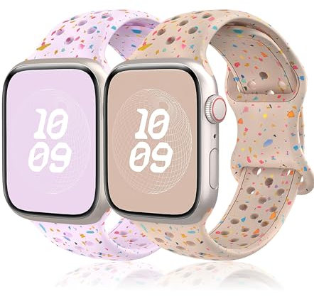 Sportarmband für Apple Watch Armband 45mm 44mm 40mm 41mm 46mm 42mm 38mm 49mm iWatch Armband,Silikon Band für Apple Watch 9 Series 10 8 7 6 5 4 3 2 SE Ultra/2 Nike Sport Apfelband Damen/Herren/Kinder