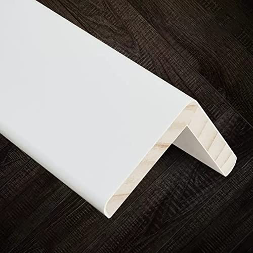 Eckschutz aus Holz, Antikollisions-Eckschutz, Wandschutz, grau, schwarz, weiß, Eckstoßstangen für Türrahmen, Fensterbank, 5,9 cm Flügel (Farbe: Weiß, Größe: 6 cm B 100 cm/39,3 Zoll L)
