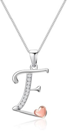 Mesovor Initiale Kette Silber 925 für Damen Mädchen, 100% Sterling-Silber-Buchstaben-Halskette mit Zirkonia, Schmuck, Geschenke für Familie, Mutter, Schwester, Ehefrau (Buchstabe-E)