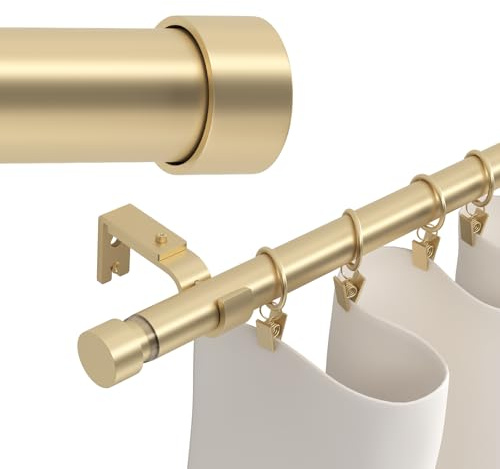Goldene Gardinenstangen, extra lang, 508 cm, robuste Gardinenstange für Fenster 304,8–508 cm, 2,5 cm Gardinenstange für Außenbereich, Terrasse, Schiebetür, Wohnzimmer, Schlafzimmer, verstellbare