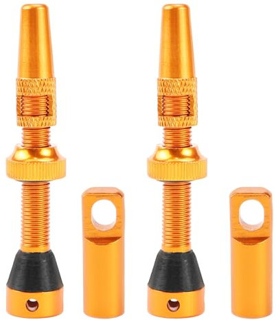 FSWWSF 2 Stück Fahrrad Tubeless 44mm Presta Tubeless Ventile Aluminiumlegierungsschäfte mit Core Remover Tool und Ventilschaftkappen passend für die meisten schlauchlosen Fahrradfelgen