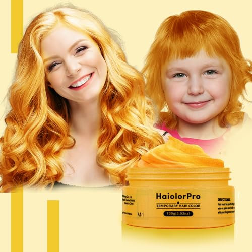 HaiolorPro Gold Temporäre Haarfarbe Auswaschbar, haarfarbe wachs für Männer und Frauen, haarmascara für Partys oder Cosplay, Haarfärbeprodukte ohne Unordnung (Gold)