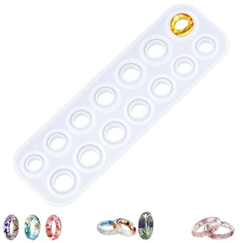 Stampi per Anelli in Silicone, Stampi in Resina Epossidica, Stampo per Gioielli Anello, Stampi in Silicone per Resina, Dimensioni Assortite, per Orecchini Fai da Te, Ciondoli per Collane