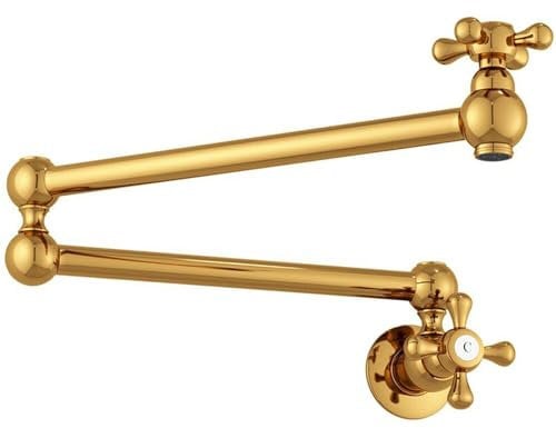 KAITAIHD Pot Filler Modern Kitchen Folding Faucet Sink Taps Wall Mount Double Joint Swing Arms Brass Stove Faucet, Polished Gold