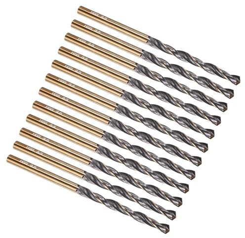 PATIKIL 3.5mm Drill Bit M2 High-Speed Steel 118° for Metal 12 Pack | Jobber Straight Shank 118° Nitriding Black and Gold Finish for Stainless Steel Hard Metal