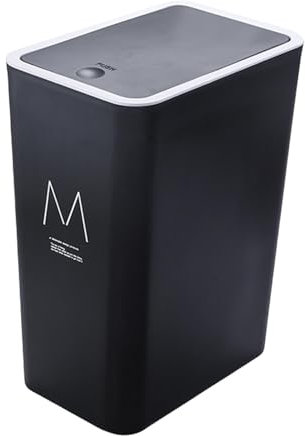 Générique Poubelle Couverte, Bac À Ordures Minces Avec Top De Presse, 10L / 15L, Polypropylène, Blanc, Noir, Bleu, 1.43 pounds, 25 x 17.5 x 34 cm