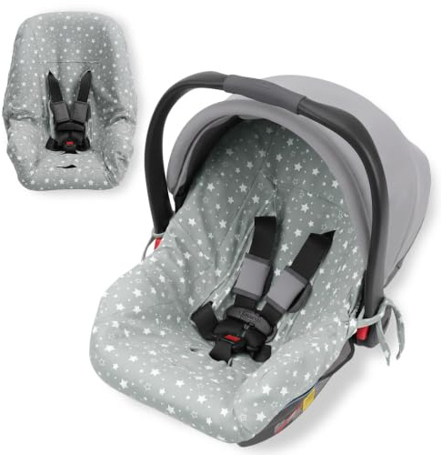 Orzbow Sommerbezug für Babyschale, Graues Stern | Universal Schutzbezug, 100% Baumwolle, für Maxi Cosi, CabrioFix, Pebble, Atmungsaktiv gegen Schwitzen, Maschinenwaschbar