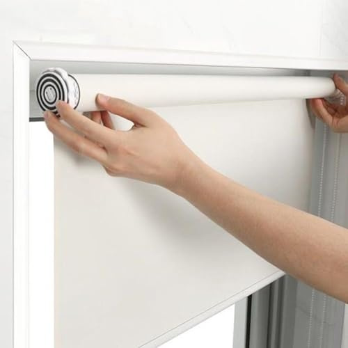 tow000ack Tenda a Rullo Oscurante Termica Senza Forare,Tende Finestre per Interni,Tessuto Poliestere Bianco Privacy Avvolgibile,per Casa,Ufficio,Personalizza,Larghezza x Altezza (60cm x 120cm)