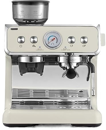 Macchina per caffè Espresso elett da 20 Bar con macinacaffè, Capsula Cappuccino e Latte la casa