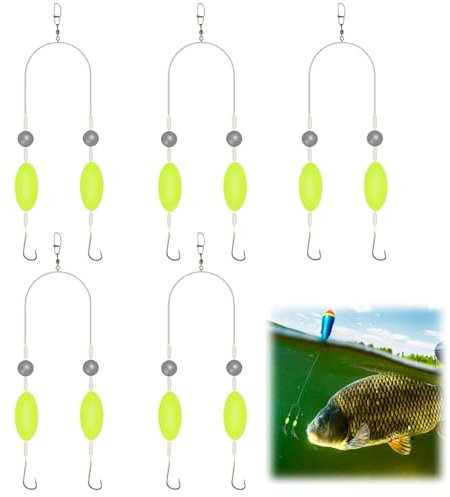 5PCS Double Reverse Fishing Hook Set,Double-Hook Reverse Bottom Rig,Anti Tangle Fishing Hooks,Sleeve Jig Lure Rig,Snag Resistant Split Ho/ok,Fis/hing Accessories,Carp Fishi/ng Accessories