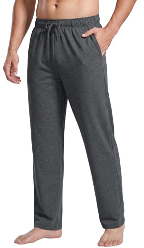 PINSPARK Herren Jogginghose Baumwolle Weich Elastische Taille mit Taschen | Kordelzug ISCC PLUS Leichte Atmungsaktive Sporthose Yoga Fitness Freizeit