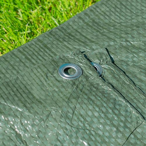 Waterproof 3m x 4m Tarpaulins,Ideal Camping Ground Sheet/Cover Up Builders Tarps,Range of Weights And Colours (Green 50 gsm)