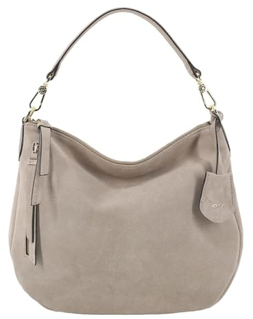 Abro Leder Schultertasche Umhängetasche Leather Suede Hobo Juna Bag Siena taupe