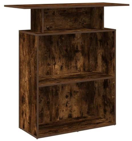 Qnhdfrt Bancone per ricevimento in rovere affumicato, 100 x 40 x 104 cm, moderno bancone di ricevimento per ufficio e pratica, robusto bancone con ripiani in legno per l'area di ricezione