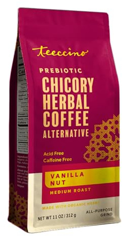 Teeccino Vanilla Nut Chicory Coffee Alternative — Caffeine Free Grnd 11 oz
