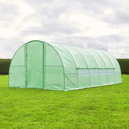 FeelGoodUK 6M(L) x 3M(W) x 2M(H) Polytunnel Greenhouse Pollytunnel Poly Polly Tunnel Fully Galvanised Anti Rust Steel Frame (PT6) With Metal Door