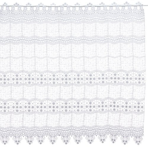 Plauener Spitze by Modespitze, Store Bistro Gardine Scheibengardine mit Stangendurchzug, hochwertige Stickerei, Höhe 90 cm, Breite 144 cm, Weiß