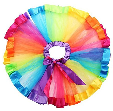HaimoBurg Bambine e Ragazze Gonne da Principessa Arcobaleno Pannello Esterno della Garza Balletto tutù Performances Spettacoli Abito,5-8 Anni,Muticolor