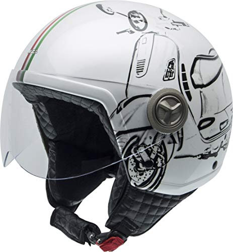 NZI Zeta Grafik Offenes Gesicht Motorradhelm, Glanz W-Vespa Turia, Größe XL