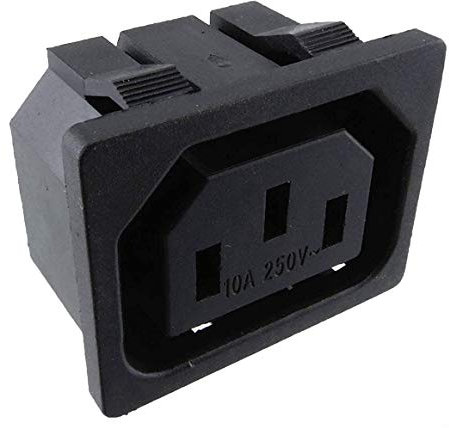 Spina e presa da incasso per dispositivi di raffreddamento con interruttore, 250 V CC, 10 A, in diverse versioni, per connettori a saldare o connettori da 4,8 mm