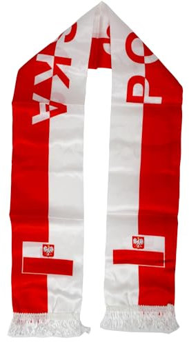 Sonia Originelli Fanartikel leichter Fanschal mit Fransen WM EM Fussball, Farbe: Polen mit Adler
