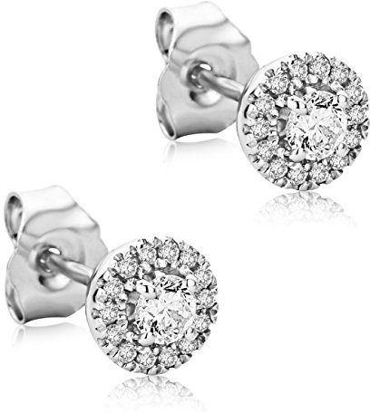 Orovi Ohrringe Damen 0.26ct Ohrstecker Weißgold 9 Karat / 375 Gold Zentraler Stein 0.19ct Übrige Diamanten Brillanten 0.07ct