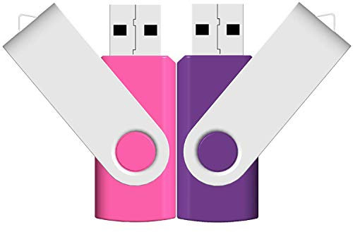 32GB USB Stick 2 Stück JBOS Flash Speicherstick 32 GB 2 Pack USB2.0 Rotate Metall Schnellen Geschwindigkeit USB Flash Drive, USB-Flash-Laufwerk, Rosa & Violett